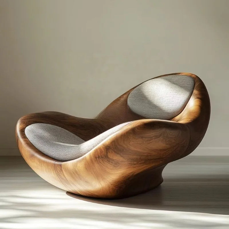 Modern minimalist lounge chair uniquely shaped solid wood lounge chair, suitable for family hotel offices and bars