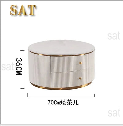 L # Best Selling Popular Marble Coffee Table Luxury Modern Marble Round Stainless Steel Corner Table