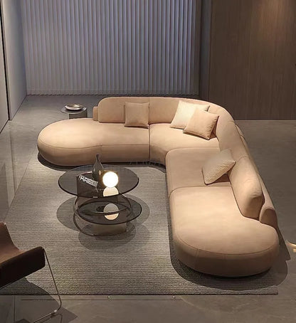 Nordic simple fabric curved corner multi-person living room beauty salon hotel reception sofa