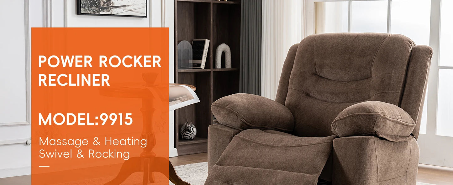 Ketaiyou Power Swivel Rocker Recliner with Massage and Heat,USB Port,Infinite Position, Oversized Electric Glider Rocking Chairs