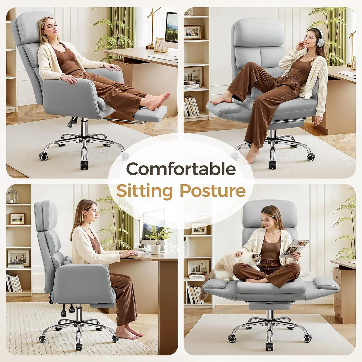 Big and Tall Office Chair 500LBS, Ergonomic High Back Leather Executive Chair, Reclining Swivel with Adjustable, Customized