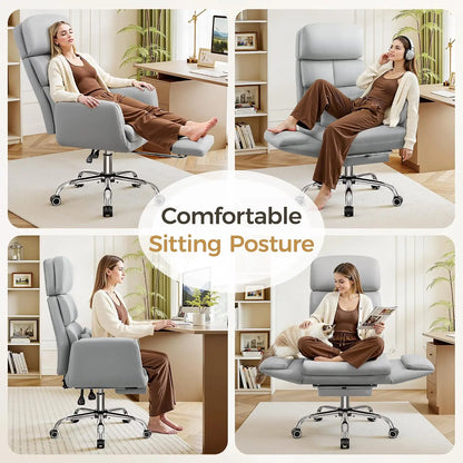 Big and Tall Office Chair 500LBS, Ergonomic High Back Leather Executive Chair, Reclining Swivel with Adjustable, Customized
