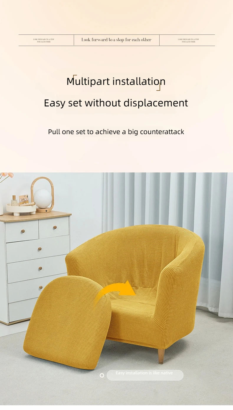 Corn Kernels Elastic Semi-Single Round Sofa Cover With Cushion Cover, Booth Cover, Cover Towel, Dust Cover