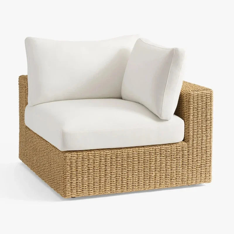 All-Weather Wicker Outdoor Sectional Lounge Rattan Comfort Armless Chair