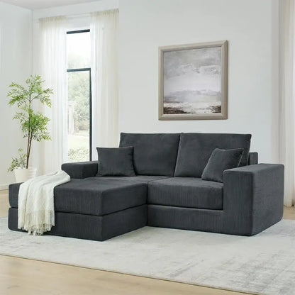 Modern Modular Cloud Sectional Sofa, L-Shaped Sleeper Couch with Removable Ottoman and Pillows for Living Room, Apartment,
