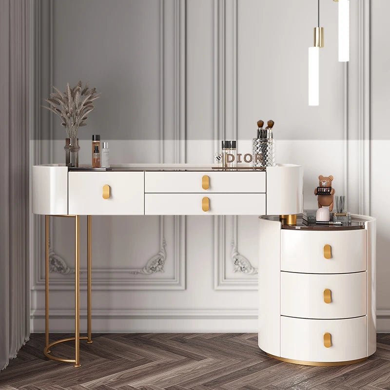 Solid wood new dresser glass bedroom modern simple style light luxury Internet celebrity small makeup table rock slab makeup