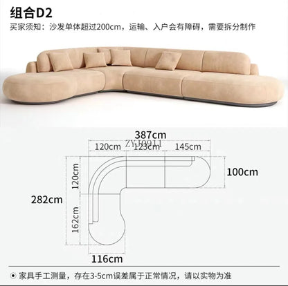 Nordic simple fabric curved corner multi-person living room beauty salon hotel reception sofa