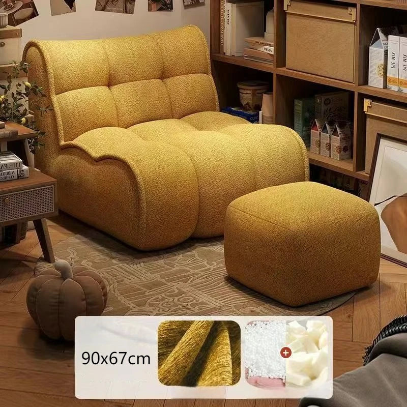 Lazy Sofa Single Leisure Sofa Chair Reclining Sleeping Balcony Bedroom Single Tatami Living Room Sofas with Footstool Furniture