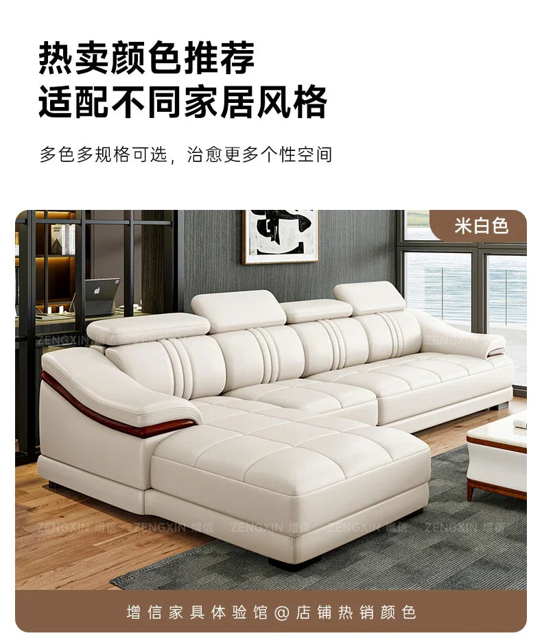 Modern simple living room size apartment combination leather art sofa furniture