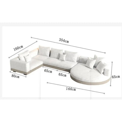Modern simple straight corner cotton and linen round concubine modern living room sofa