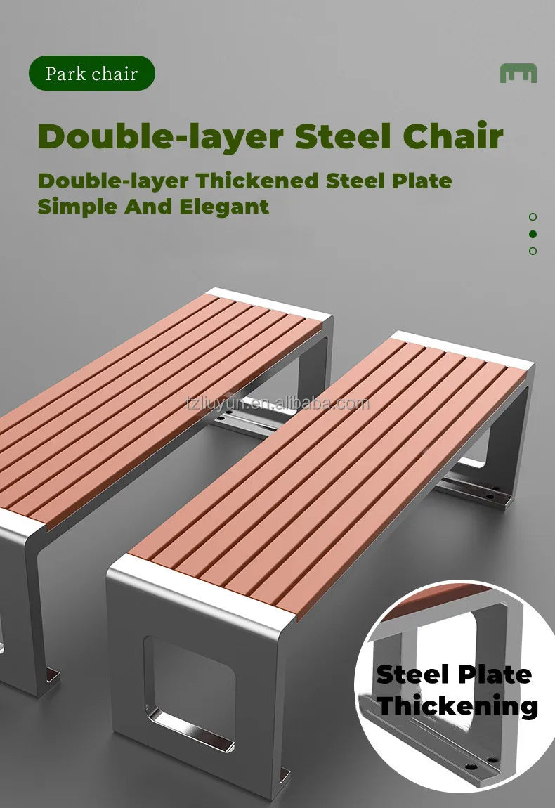 Banc extérieur de luxe pour hôtels modernes, jardins, patios, parcs, siège métallique imperméable et résistant au soleil pour les écoles et les hôpitaux