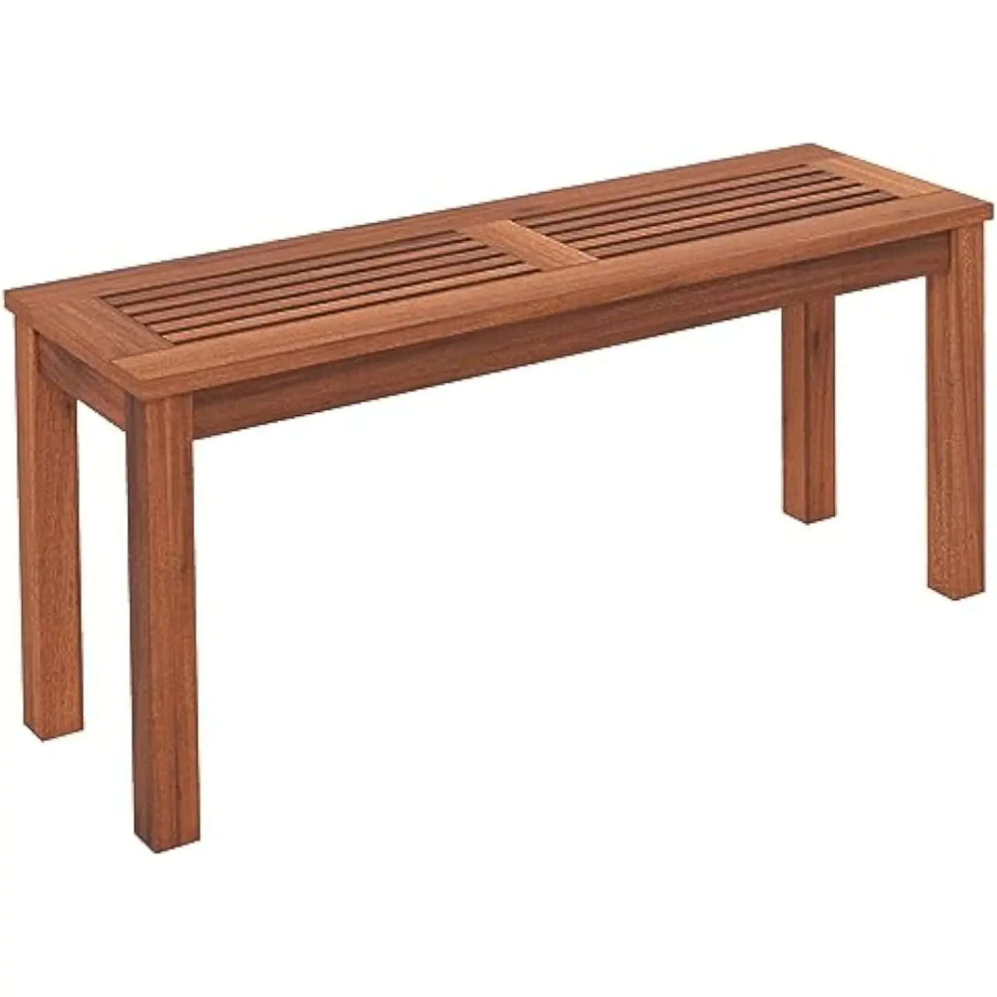 Tangkula Patio Wood Bench, 2-Person Solid Wood Bench with Slatted Seat, 39.5" Long Loveseat with Stable Wood Frame, Indoor Outdo