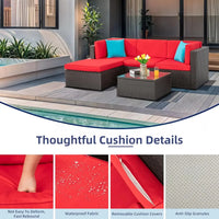 All Weather 5 Pieces Small Patio Furniture Sets Outdoor Sectional Sofa Wicker Rattan Seating with Cushion