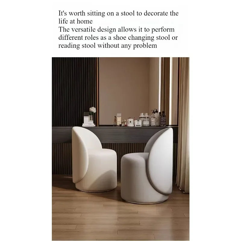Light luxury Nordic makeup chair bedroom dresser fairy stool high backrest Internet celebrity simple home manicure round stool