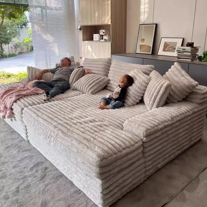 Lazy cloud concubine full sponge compression sofa lazy sitting deep fabric bedroom balcony reclining detachable sofa