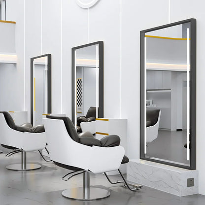HJ Barber Shop Mirror Quick Cut Special Mirror Hair Salon Internet celebrity hair salon Full Lamp Mirror