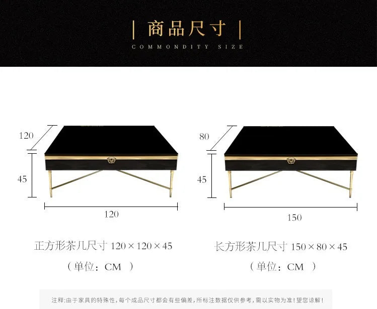 Modern Morocco New Classical Postmodern Square Stainless Steel Coffee Table Tea Table for Living Room