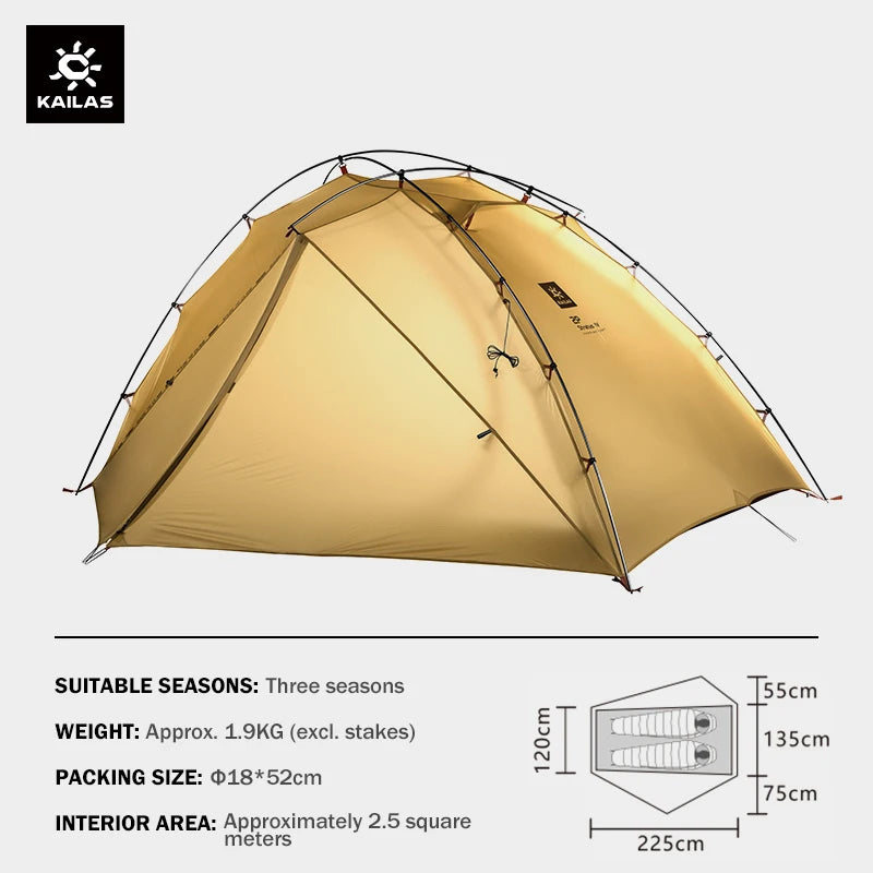KAILAS STRATUS Ultralight Backpacking Tent 2 Person Double Layer Waterproof Windproof Camping Hiking Survival Tent KT2303102