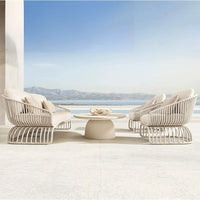 Leisure Outdoor Villa Rattan Sofa Chair Open Air Waterproof Sunscreen Courtyard Bed Hotel Homestay Outdoor Rattan