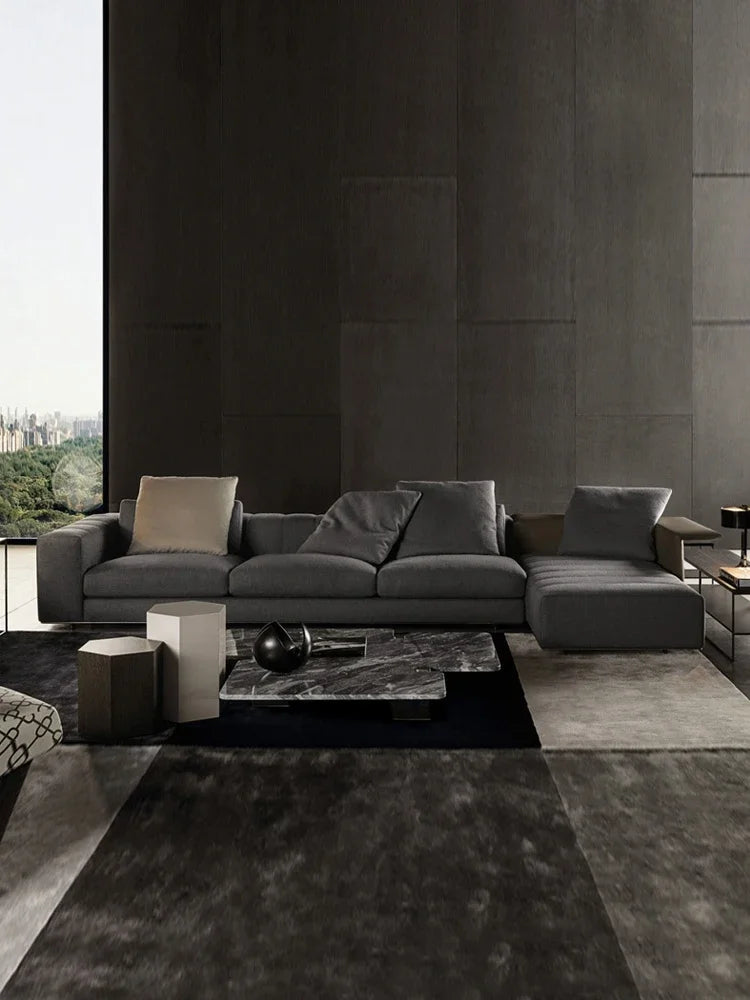 Italian minimalist modern cloth art three person sofa villa large family living room model room combined sofa