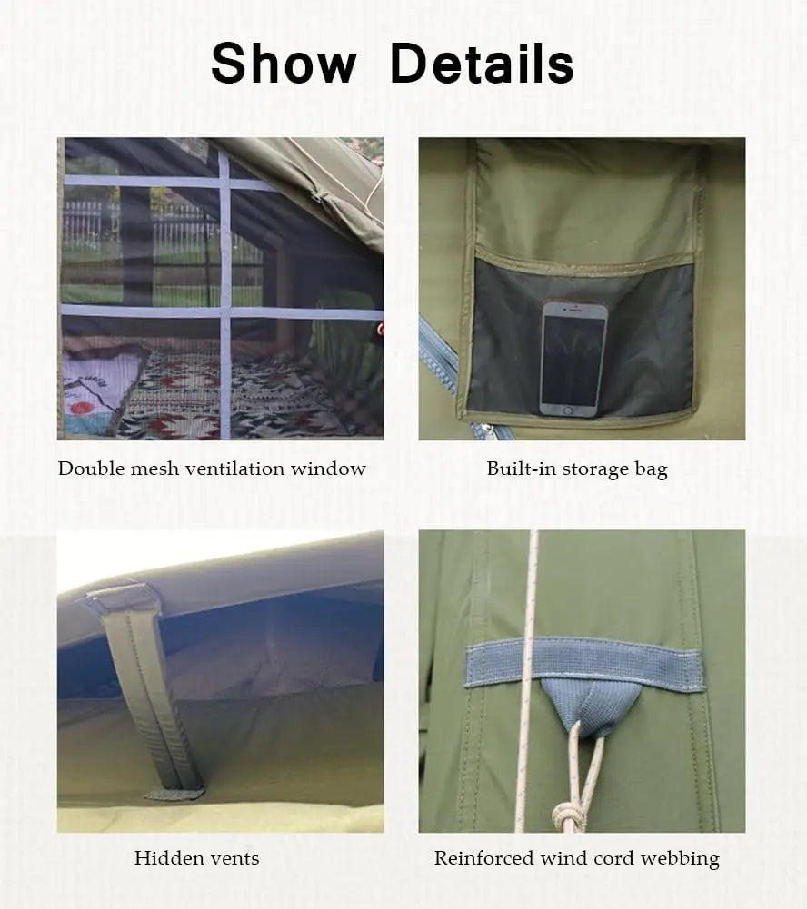 129 SqFT Inflatable Tent ,8-10 Person Blow Up Tent with Stove Jack Hole,4 Season Waterproof Camping Tent Large Pop-Up Tents