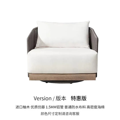Outdoor rattan sofa courtyard preservative wood villa hotel outdoor teak rattan leisure sofa combination
