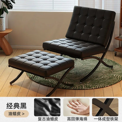 Single sofa, designer, Italian style, living room, leather, light luxury, leisure chair