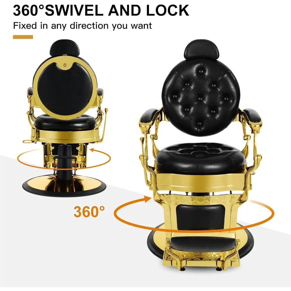 Retro Barber Chair Heavy Duty Barber Chairs Vintage Salon Chair Hydraulic Recline Beauty Spa Styling Equipment Rounded Cushioni