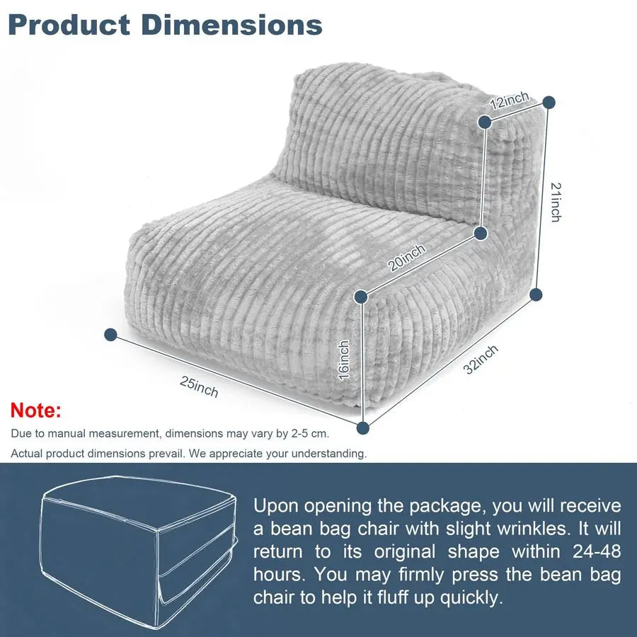 Bag Chair Bean Bag Chair for Adults, Teens, and Children.Bean Bag Chair Memory Foam for Living Rooms, Bedrooms, Dorms, or Balcon