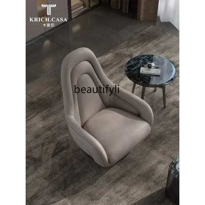 1lNew Single Seater Italian Living Room Leisure Light Luxury Designer Leather Rotating Couch