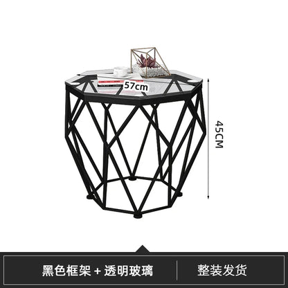 Nordic Light Luxury Tempered Glass Coffee Tables Small Apartment Sofa Side Table Simple Iron Corner Table Living Room Furniture
