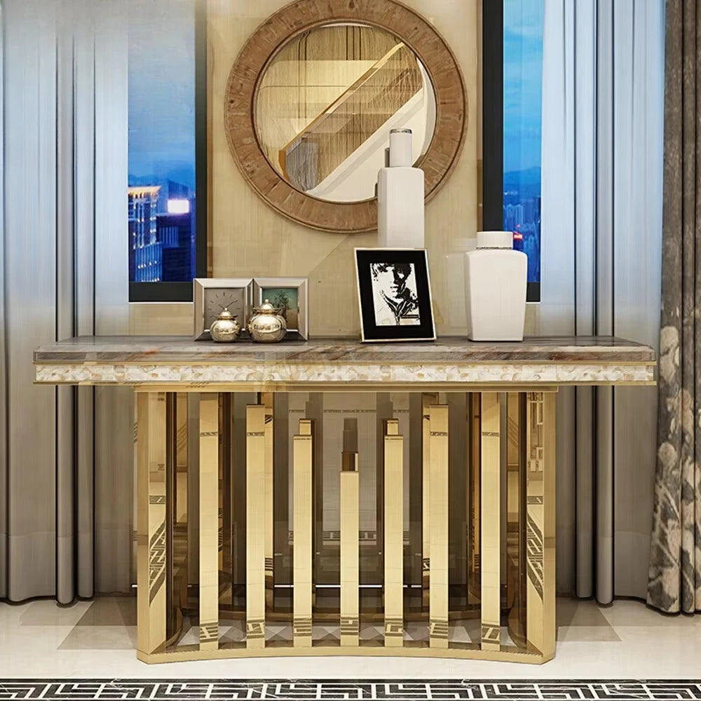 Home Furniture Living Room Luxury Metal Hallway Table Modern Marble Console Table with Mirror CT018