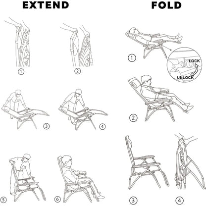 Oversized Padded Zero Gravity Lounge Chair, Foldable Patio Anti Gravity Reclining Chairs Folding Lawn Recliner with Cup Holder f