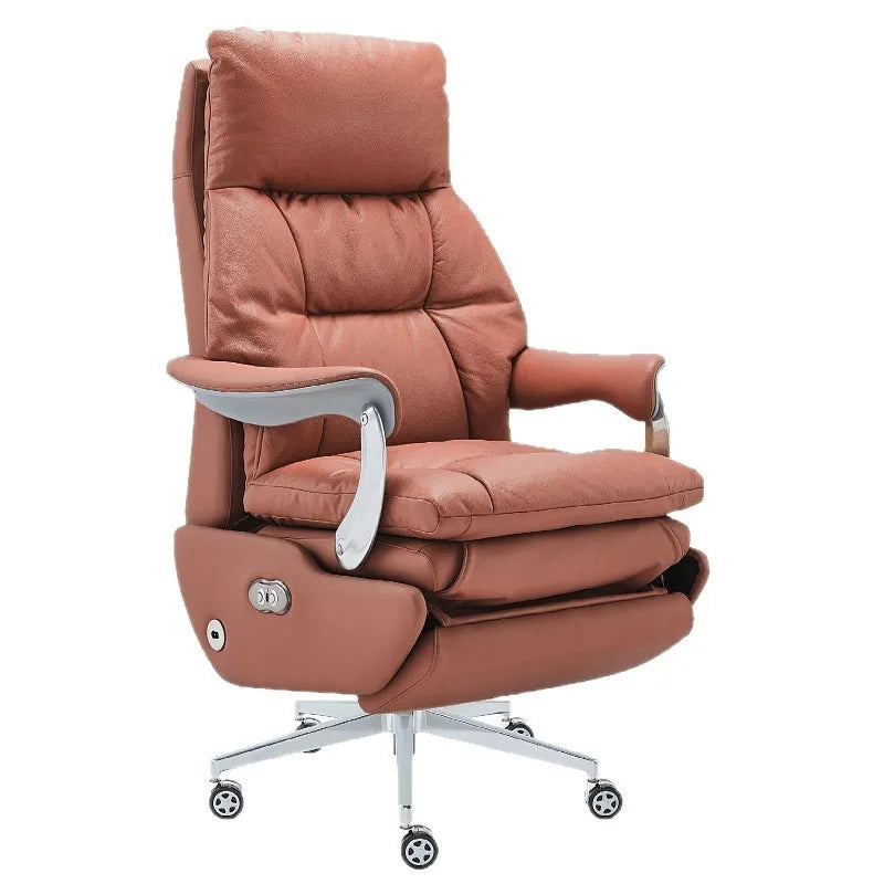 Light luxury lunch break reclining office seat leather class chair comfortable sedentary electric home massage boss