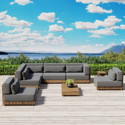modern luxury extra deep conversation burma modular sectional teak patio outdoor furniture set