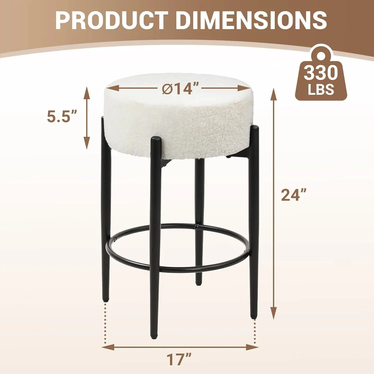 Counter Height Bar Stools, Set of 4, 24