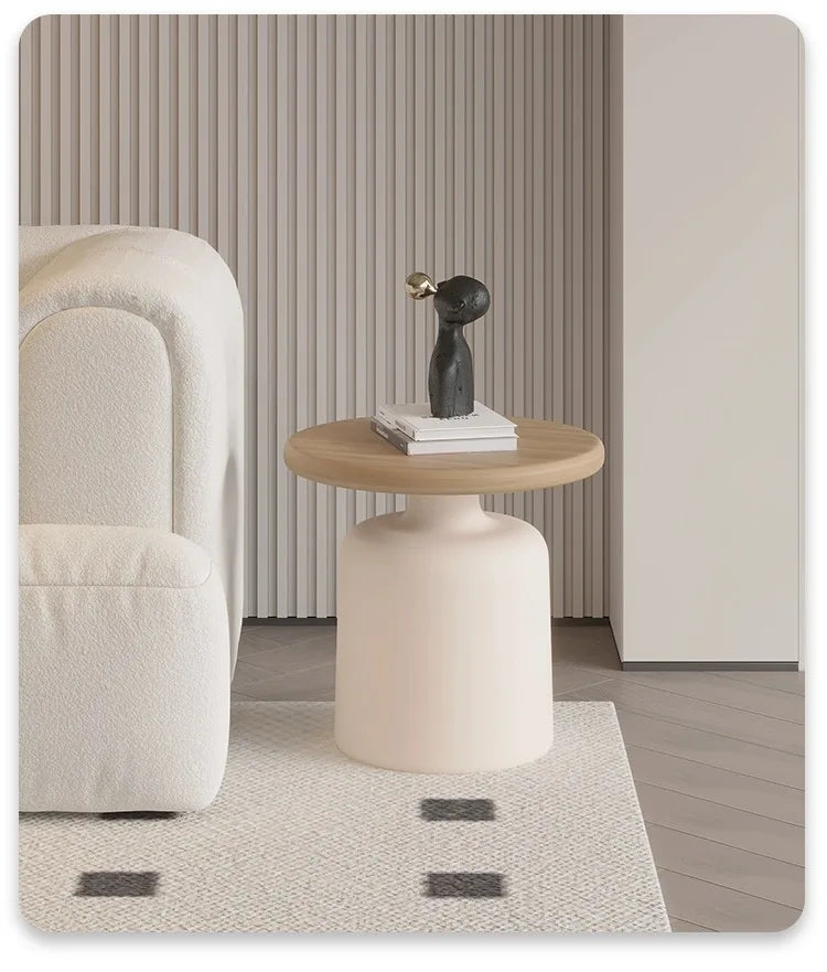 Modern Cream-style Coffee Round Table for Small Space Living Room Japanese Style Minimalist Furniture Living Room Side Table