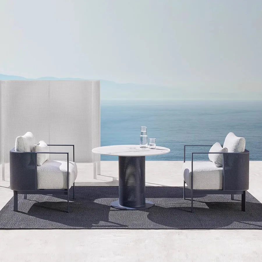 Outdoor stainless steel sofa Hotel sales office Terrace Dining table and chairs