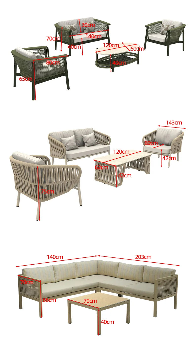 Outdoor Sofa Aluminum patio Villa Courtyard Garden Courtyard High end Hotel Leisure Simple Sofas set