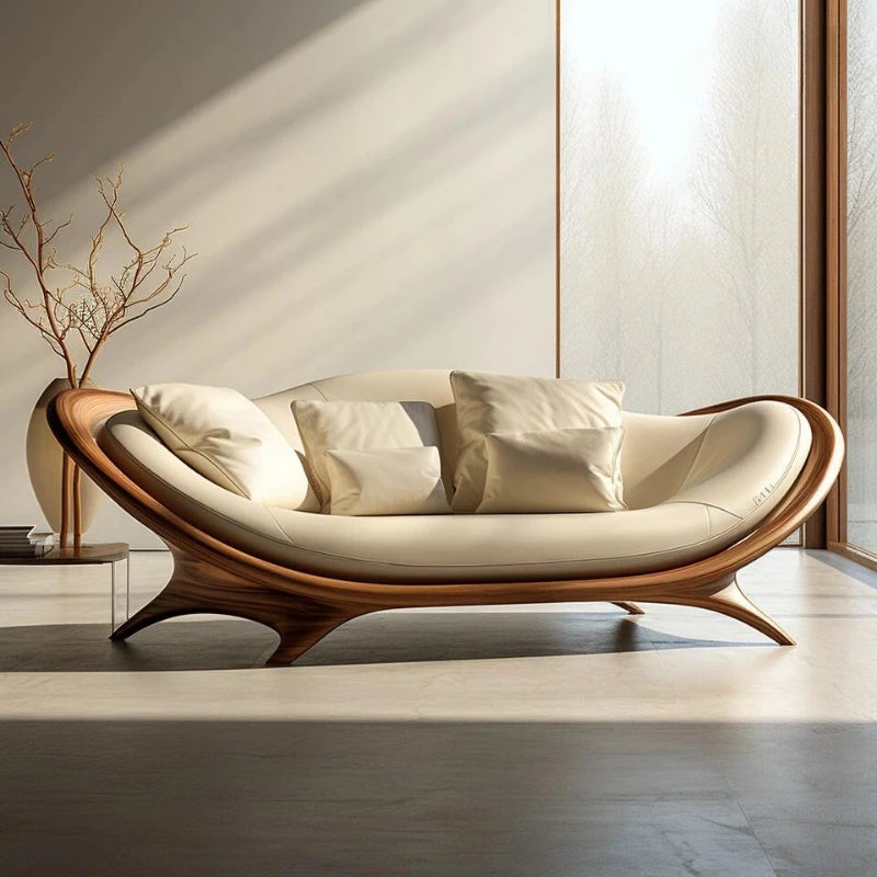 Washable White Nordic Sofa Wood Adults Reclining Lounge Double Chaise Couch Living Room Bedroom Lazy Divano Letto Furniture