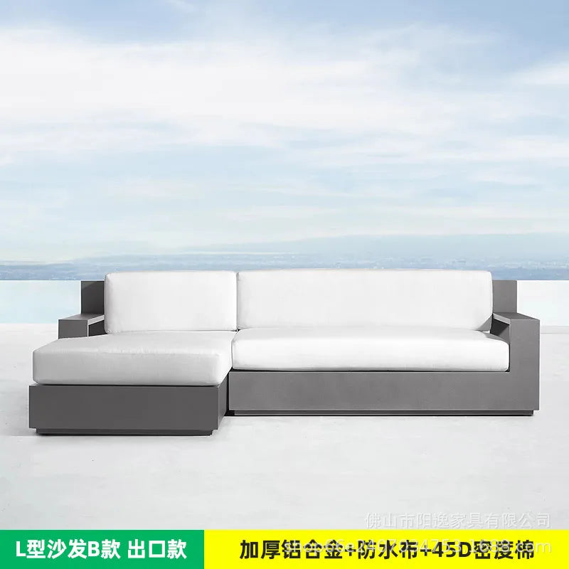 Outdoor high-end sofa villa garden courtyard hotel swimming pool leisure outdoor waterproof and sunscreen aluminum  combination