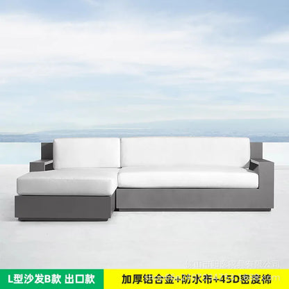 Outdoor high-end sofa villa garden courtyard hotel swimming pool leisure outdoor waterproof and sunscreen aluminum  combination