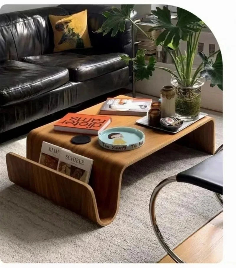 Solid Wood Coffee Table Wooden Computer Bentwood Room Desks Portable Low Center Tea Table Living Room Furniture Side Storage