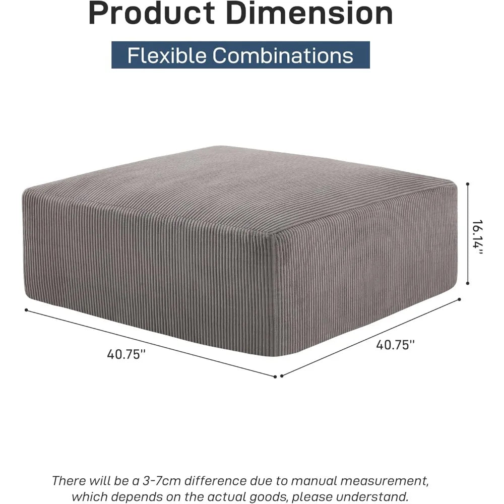 Modern Sectional Sleeper Sofa Bed 3-Seater Grey Lounge Couch Corduroy Convertible Sponge Compression Modular Sofas Chaise Home