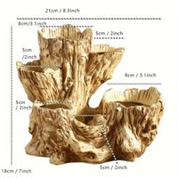 Resin Succulent Flowerpot (with Drainage Hole) - Unique Asymmetrical Texture Design, Dual-Use Indoor and Outdoor Decoration