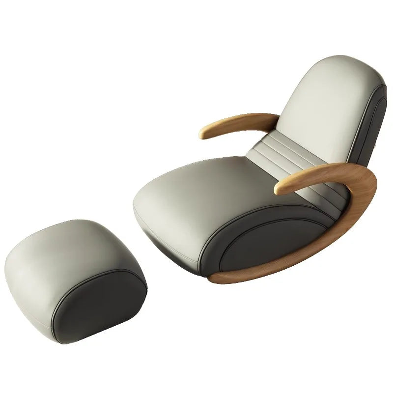 Accent Lazy Sofa Relax Armchairs Free-standing Home Lounge Balcony Furniture Modern Solid Wood Rocking Recliner Backrest Chair