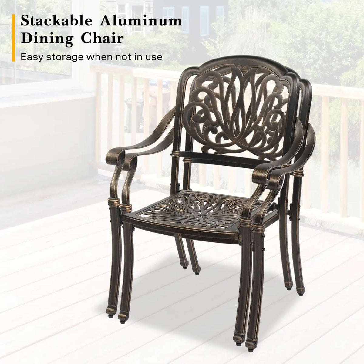 Cast Aluminum Patio Dining Chairs Set of 2 with Cushion Metal Armchairs for Poolside Backyard Balcony, Customized