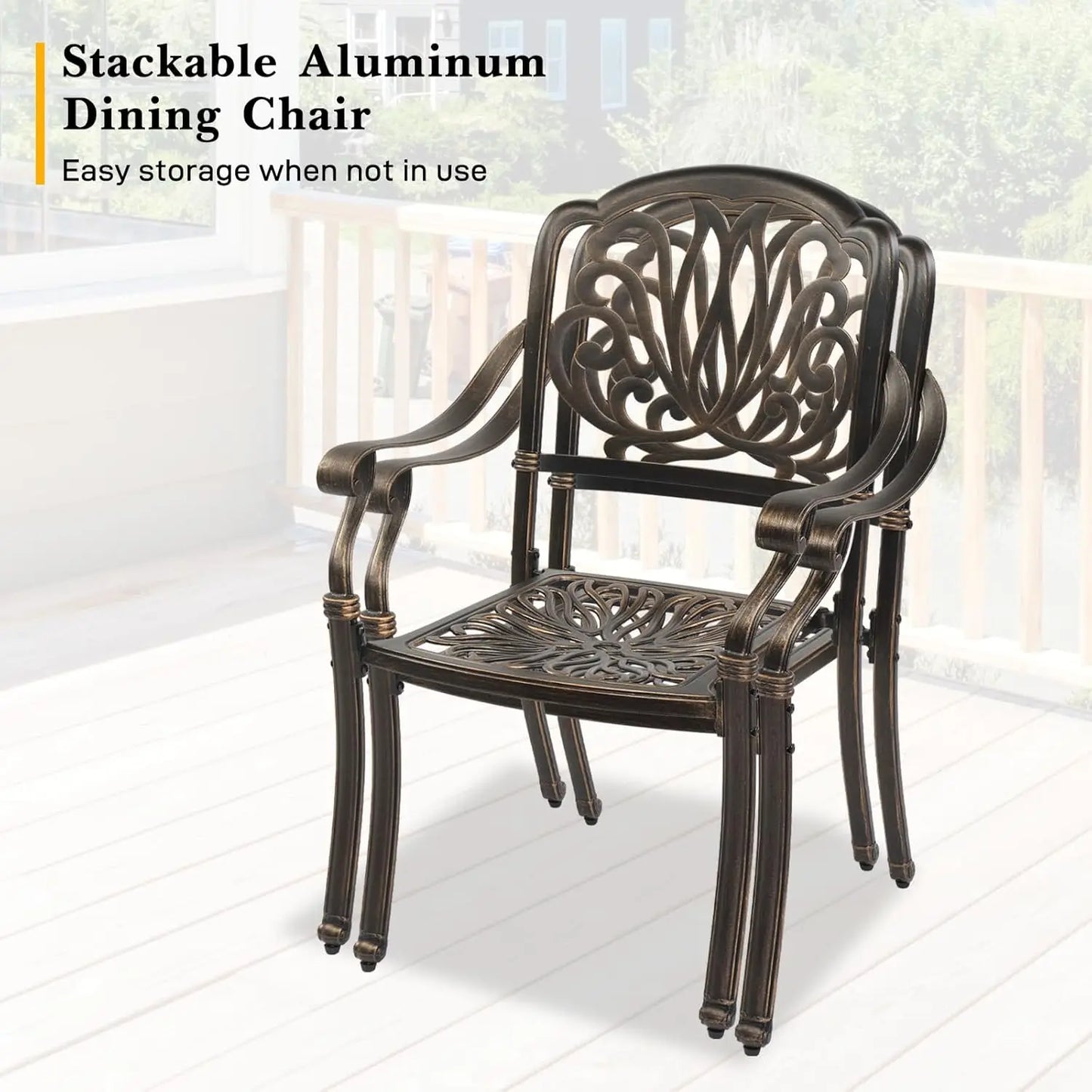Cast Aluminum Patio Dining Chairs Set of 2 with Cushion Metal Armchairs for Poolside Backyard Balcony, Customized
