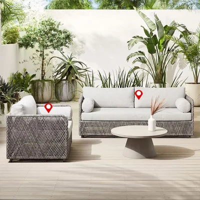 Outdoor rattan sofa, terrace, courtyard garden, outdoor balcony, rattan chair combination villa furniture