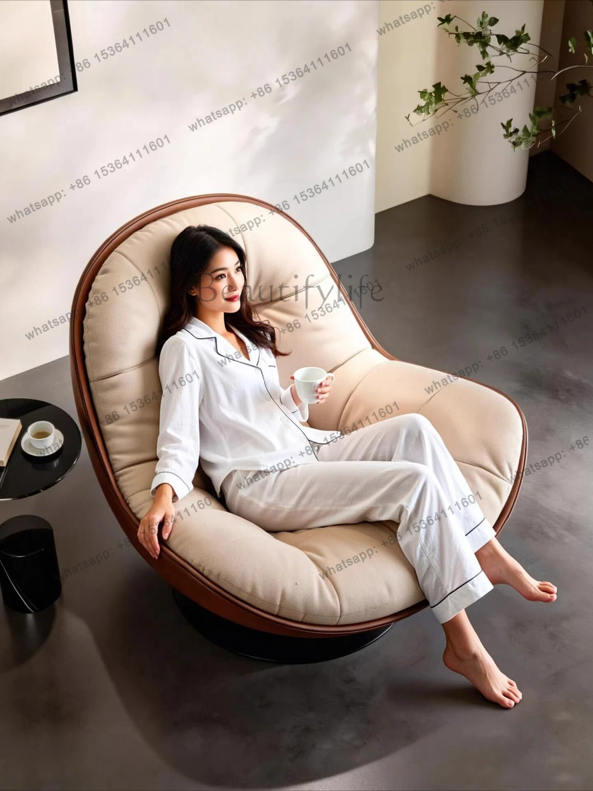Italian minimalist lazy sofa chair bedroom modern simple light luxury single swivel chair for home use